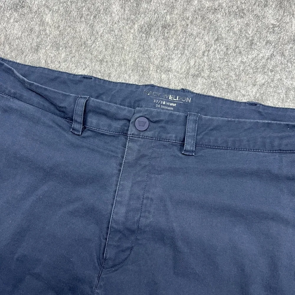 Mack Weldon Pants Mens 38x34 Navy Blue Stretch Chino Casual Straight Actual38x32